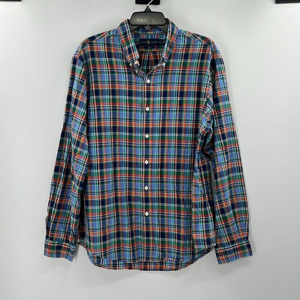 Ralph Lauren Men's Slim Fit LS Button Down Shirt - Blue Multi Plaid - XL - Picture 2 of 6